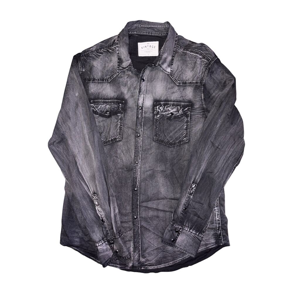 BKE Vintage 1967 Standard Fit Acid Washed Western Shirt Men’s L